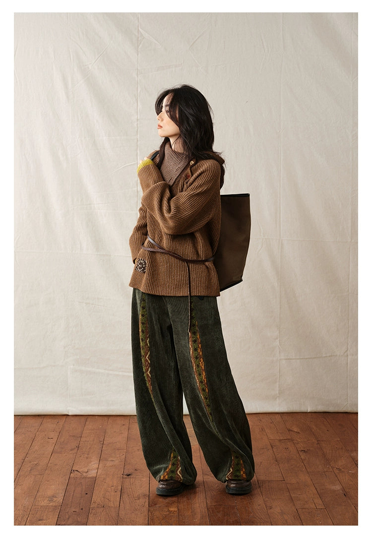 Boho Corduroy Wide-Leg Pants