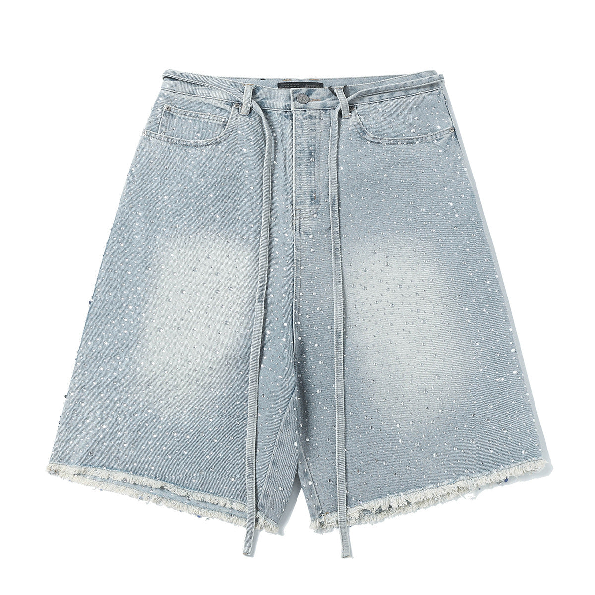 Fringe Rhinestone Wide Leg Jort