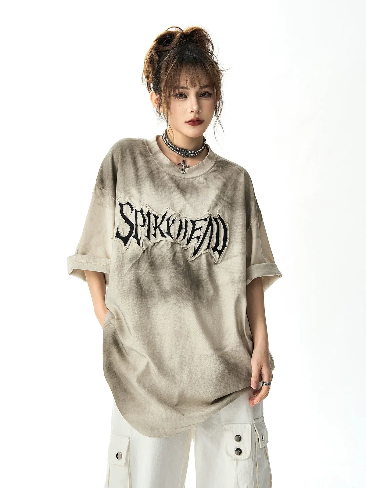 Washed Embroidery Short Sleeved T-Shirt