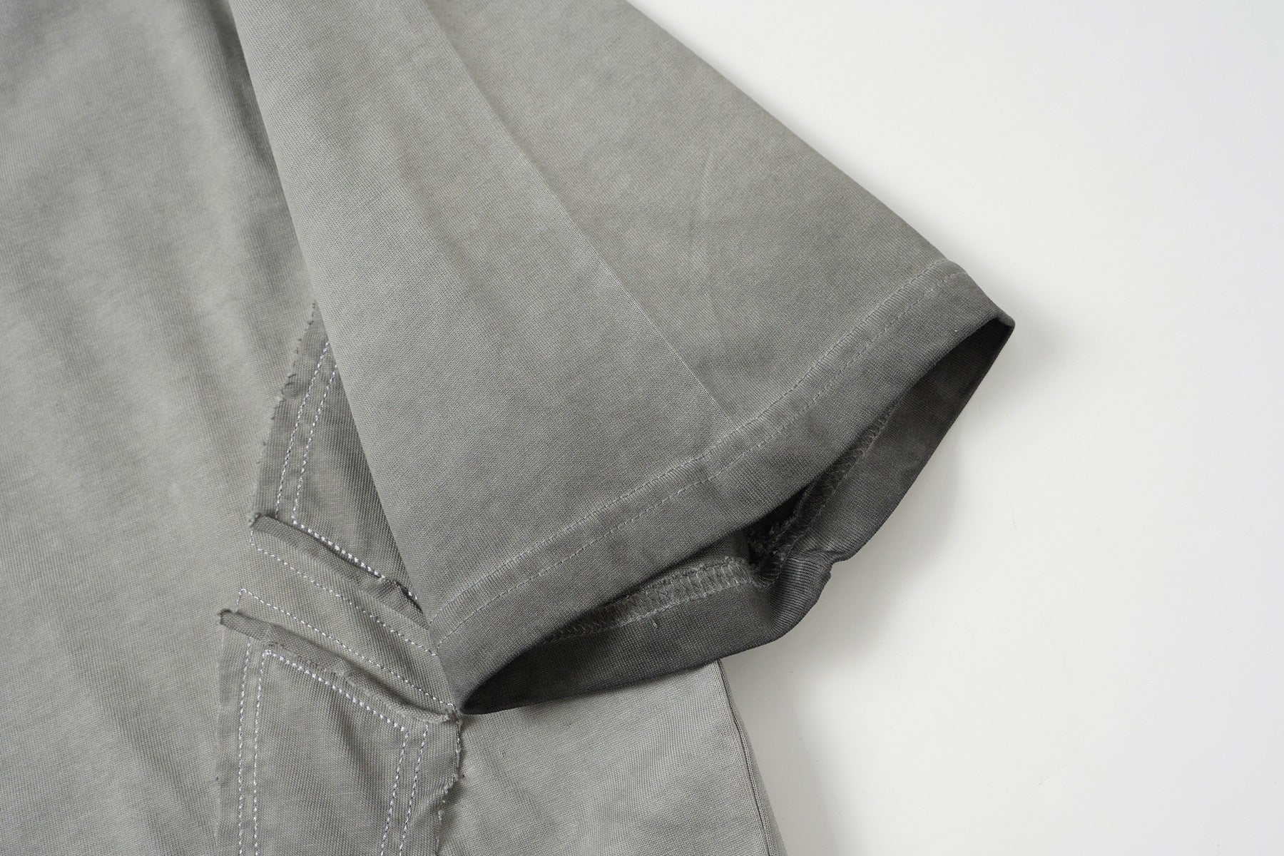 Utility Patchwork Washed Damage Short Sleeve T-Shirt