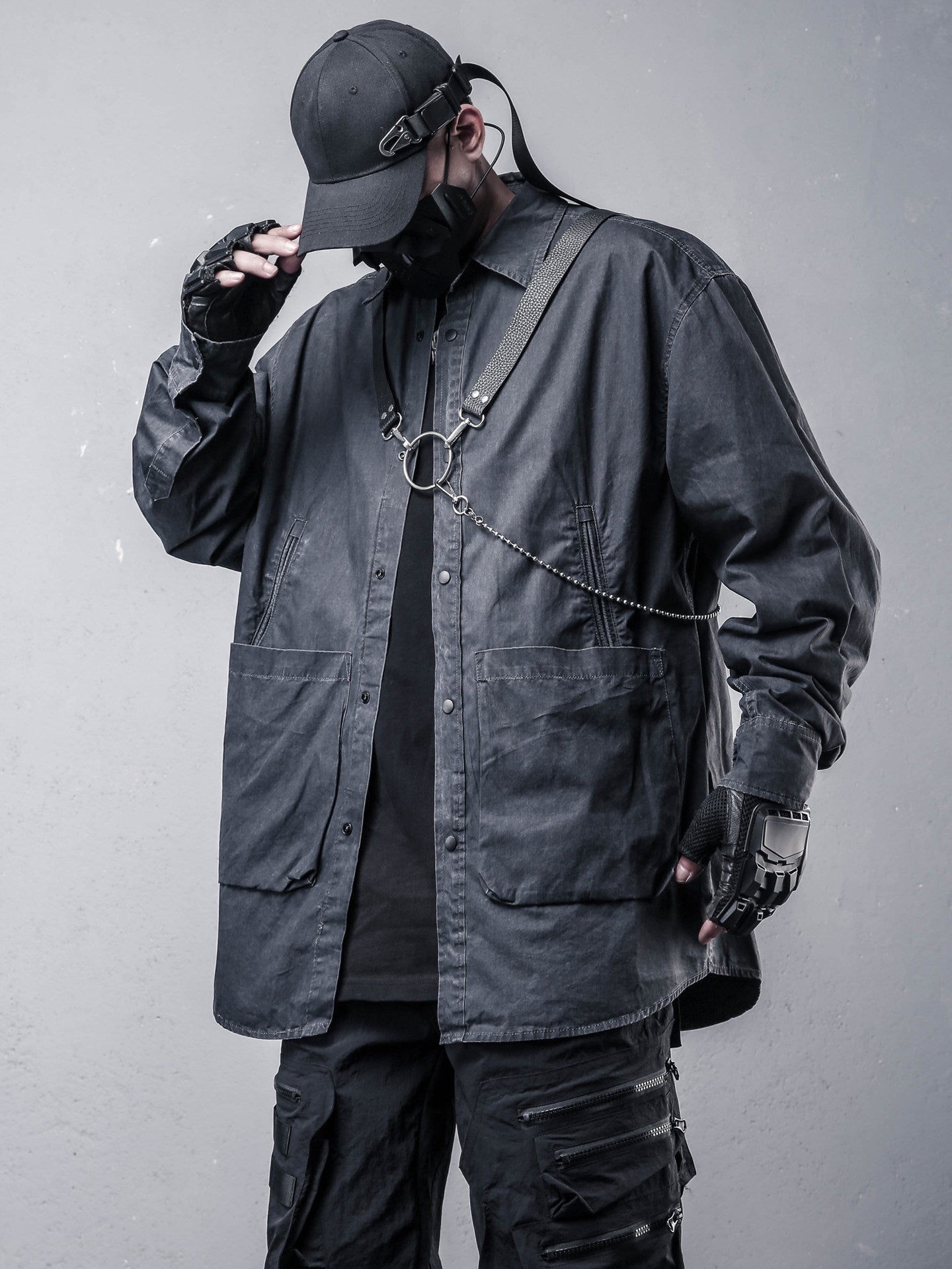 Chemise utilitaire déstructurée à col carré