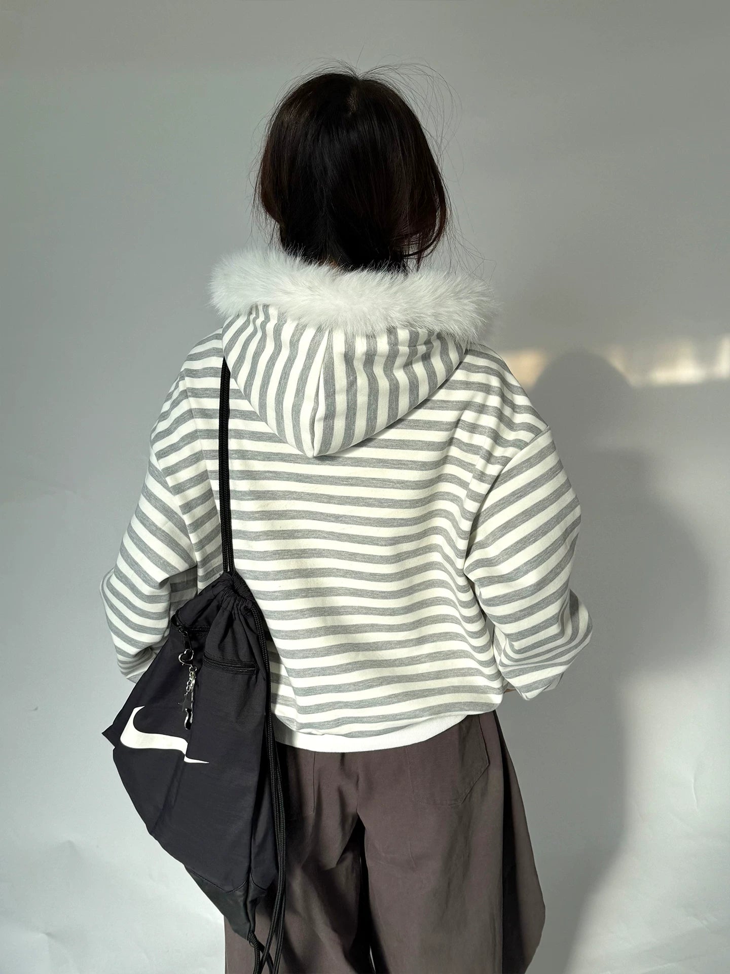 Detachable Fur Collar Fleece Lining Hooded Jacket
