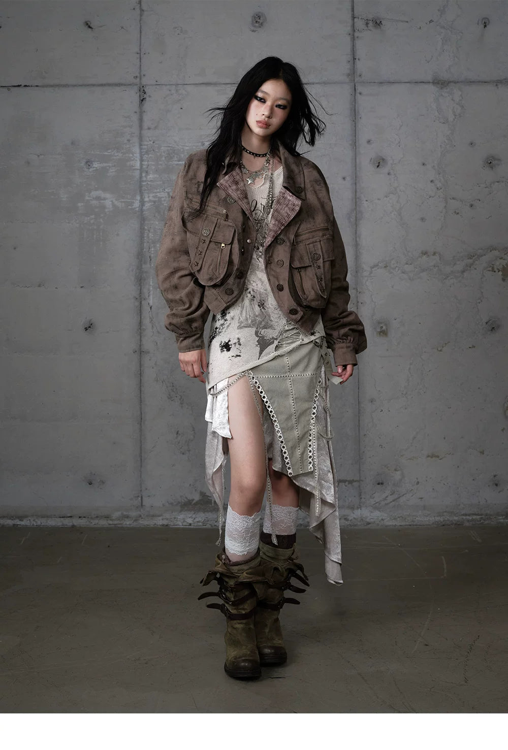 Patchwork Plaid Punk Work Jacket