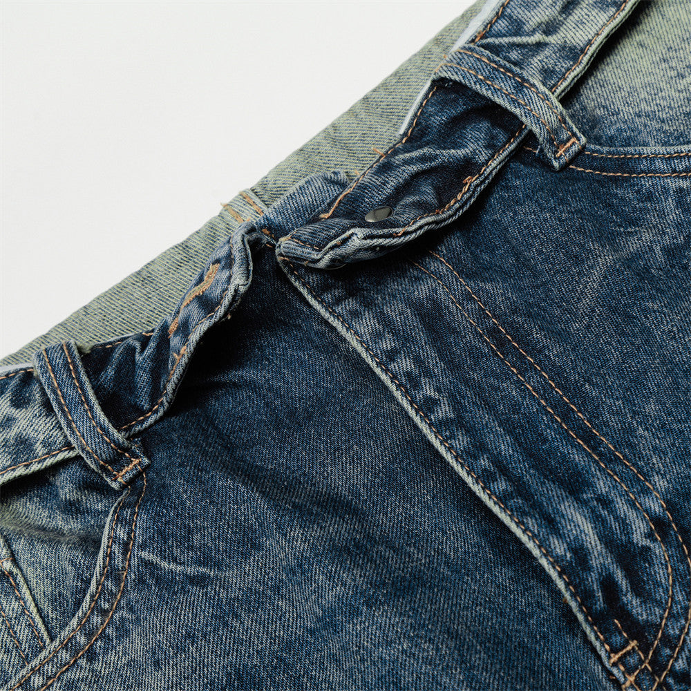 Retro Wide-Leg Denim Jeans - Pants