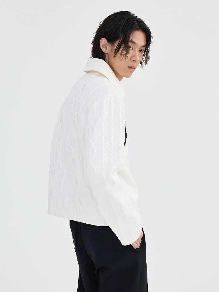 Butterfly Embroidery Jacquard Zipper Jacket