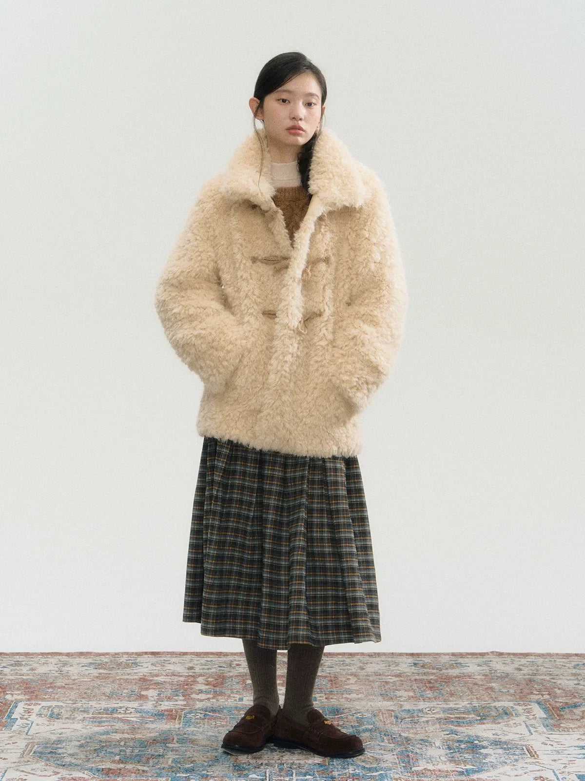 Fake Fur Turn-Down Collar Jacket
