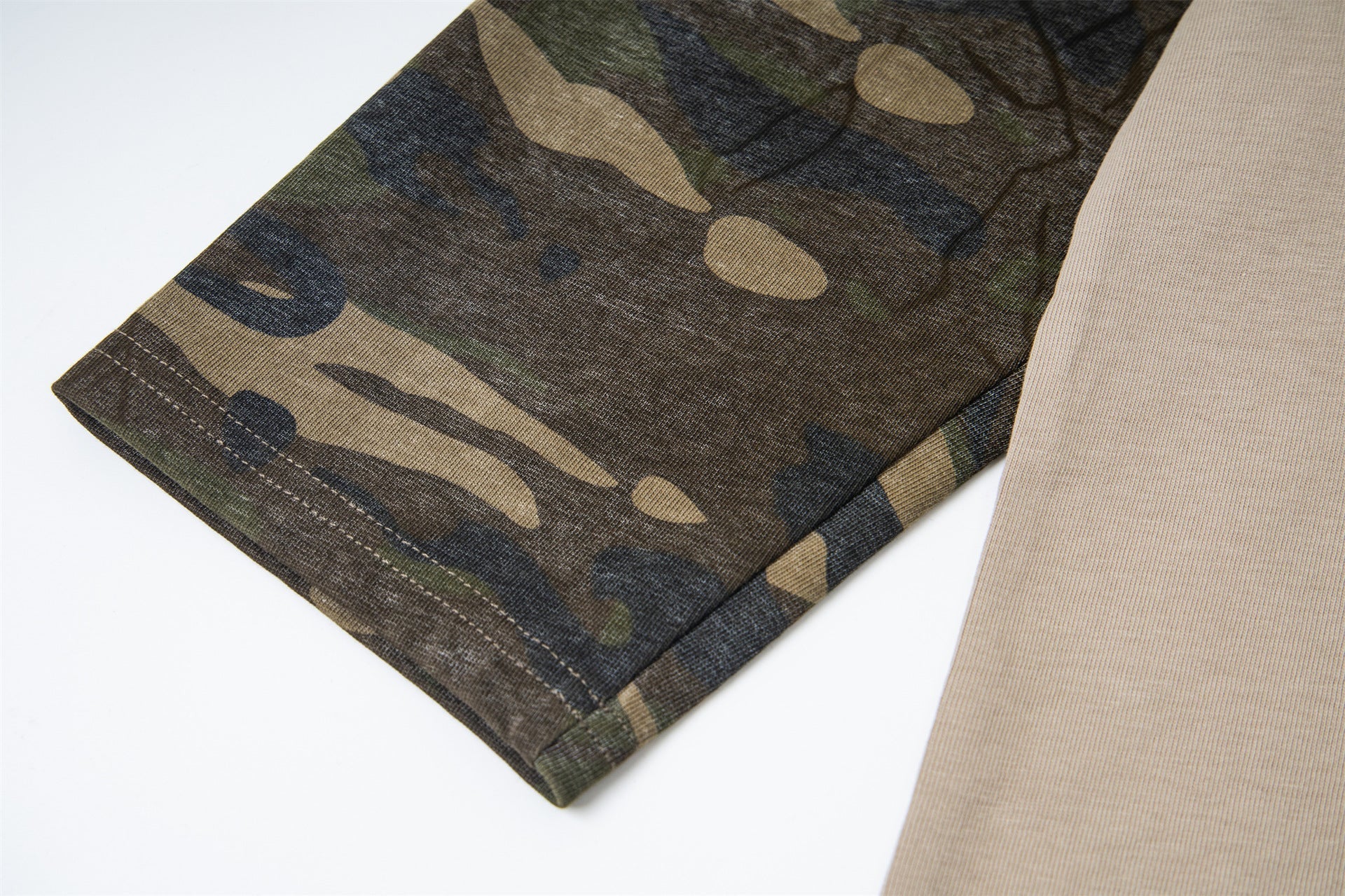 Fake Layered Camo Damage Print Long Sleeve T-Shirt