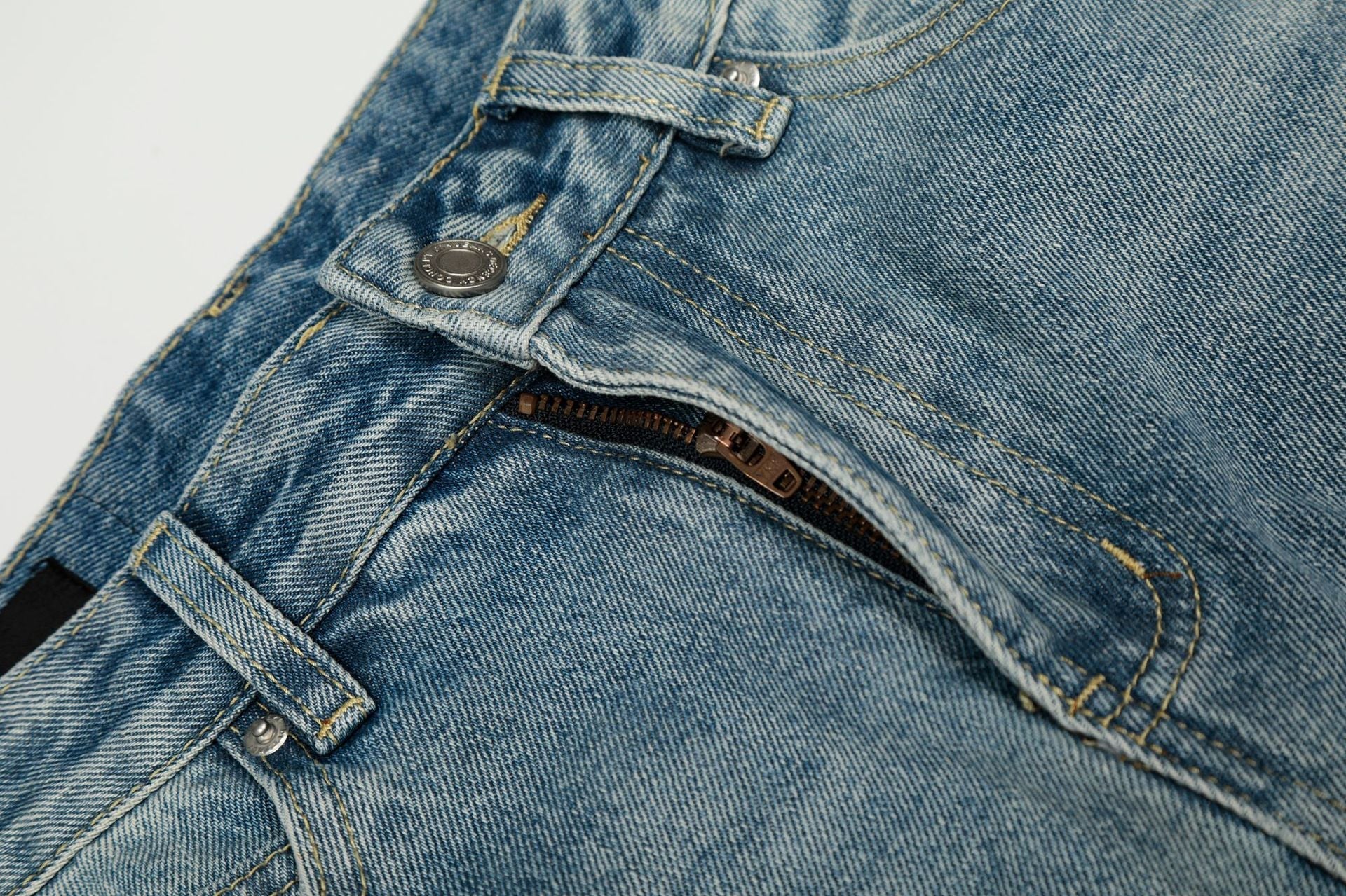 Washed Side Stripe Curved Denim Jeans