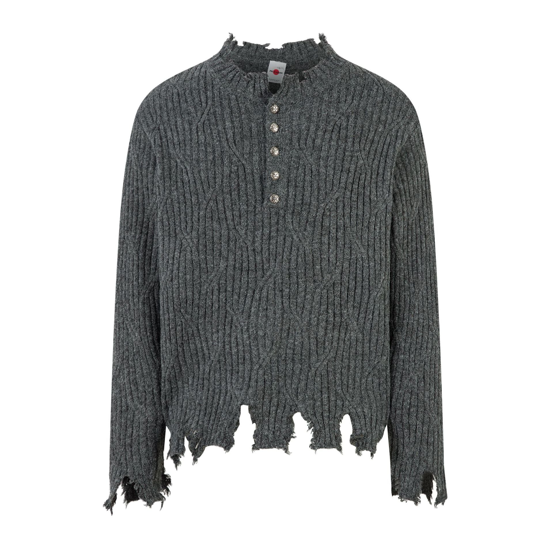 Frayed Hem Oversize Knit Sweater