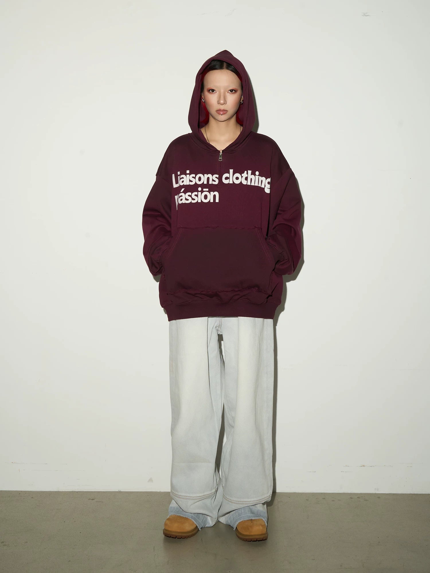 Irregular Dye Letter Print Oversize Hoodie