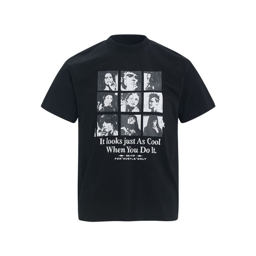 Camiseta de Manga Curta com Estampa Figure - Preto / S