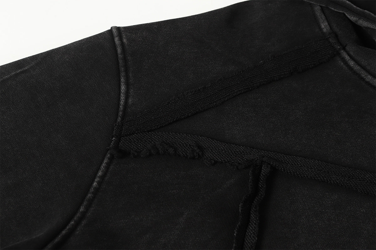 Washed Asymmetrical Zipper Detail Hoodie