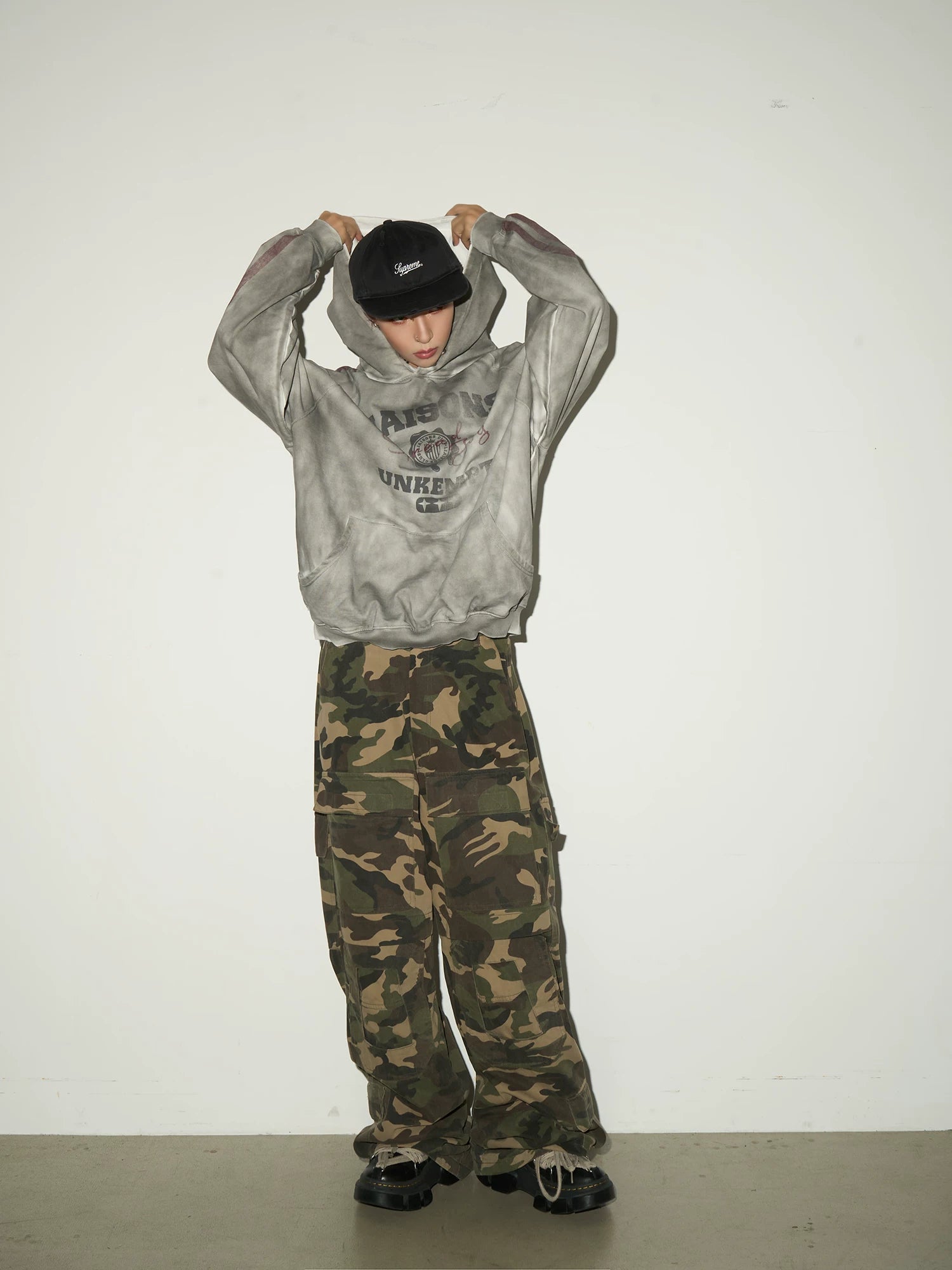 Letter Print Washed Oversize Hoodie