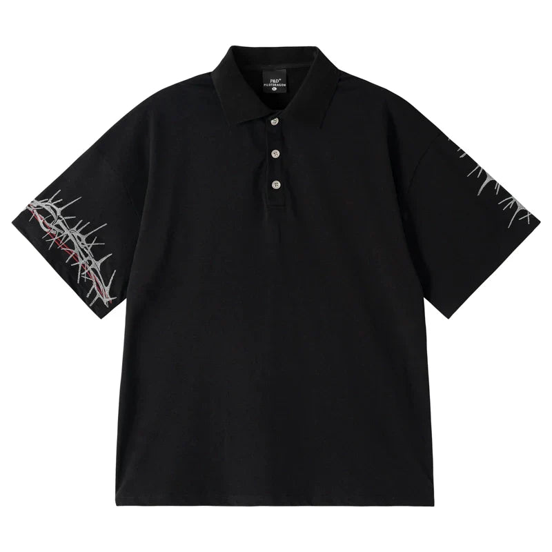 Heavy Embroidery Short Sleeve Polo Shirt