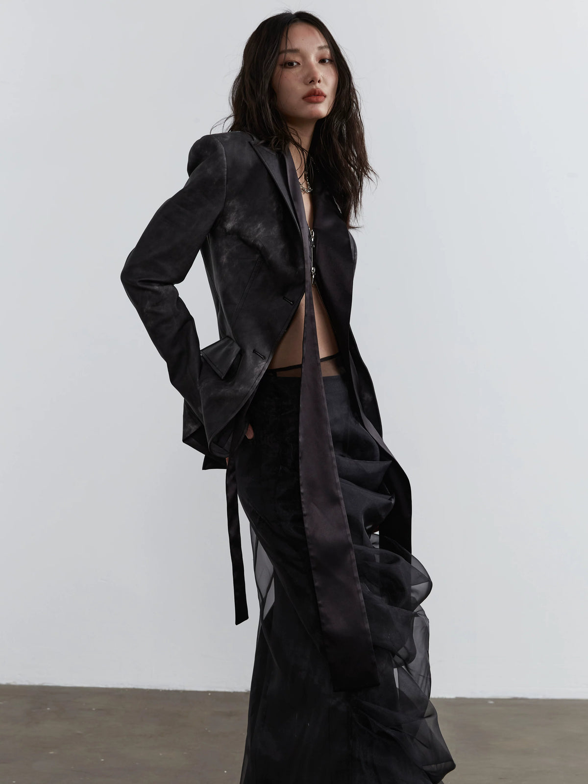 See-Through Chiffon Skirt And Long Skirt