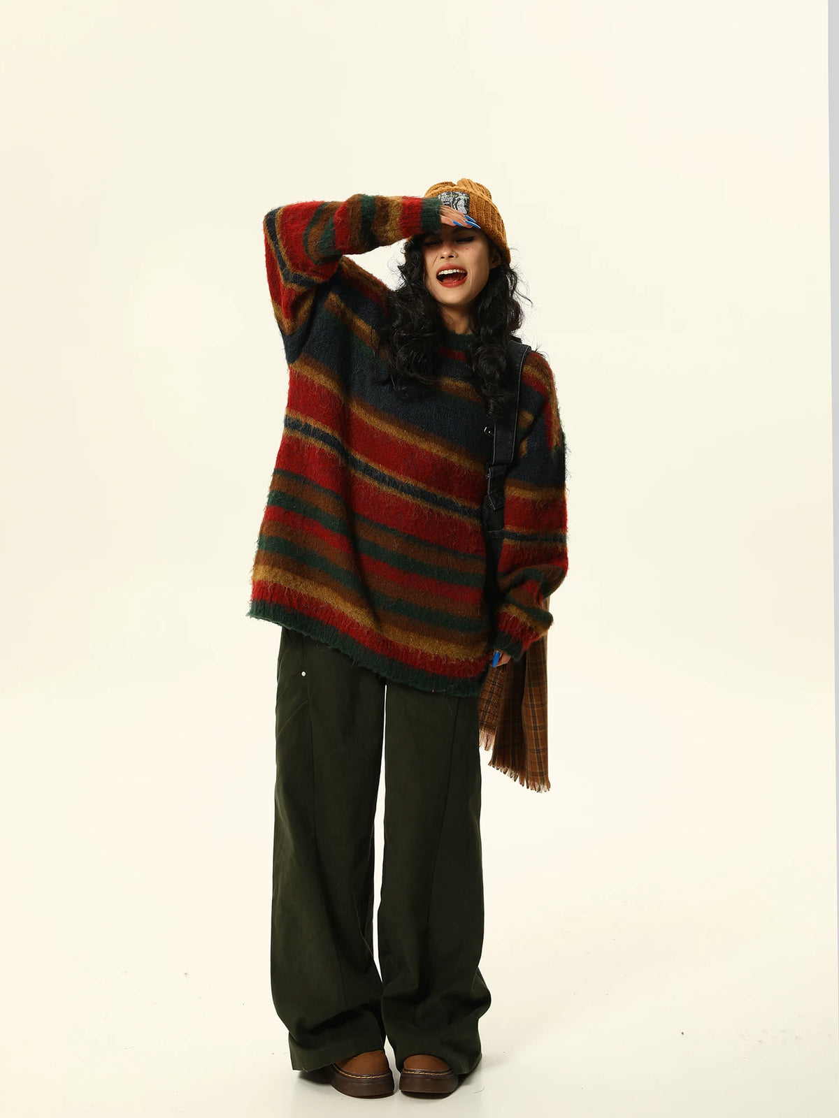 Retro Contrasting Knit Sweater