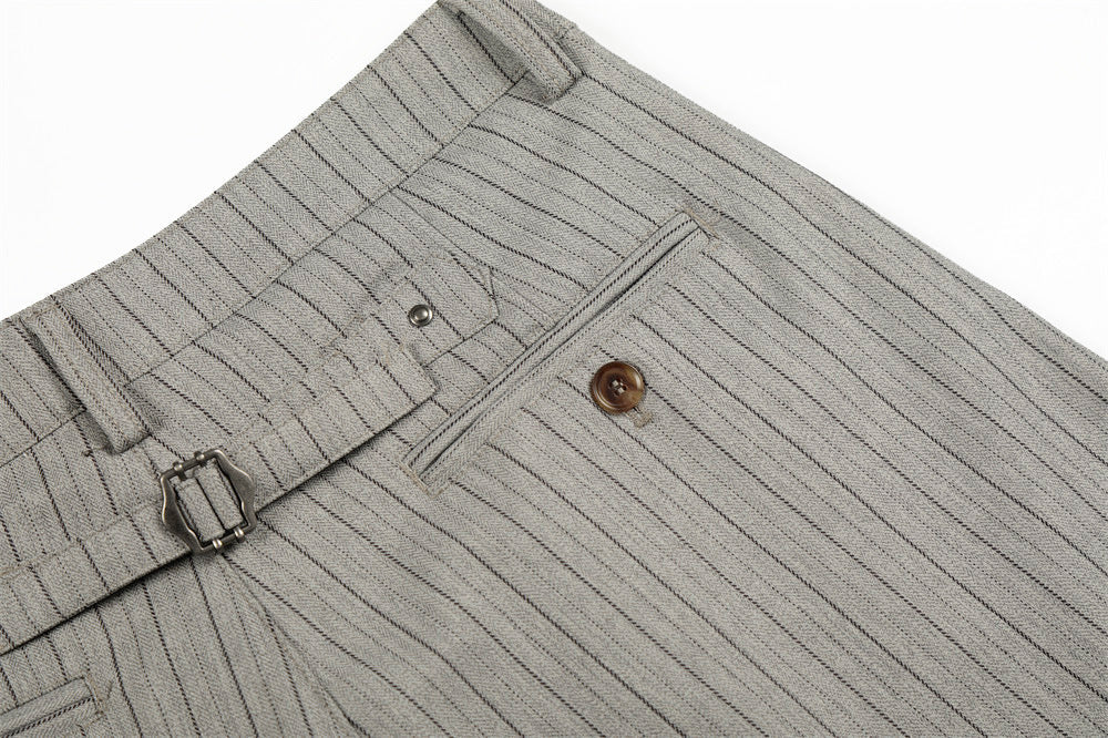 DAXUEN Light grey wide-leg trousers with pinstripes