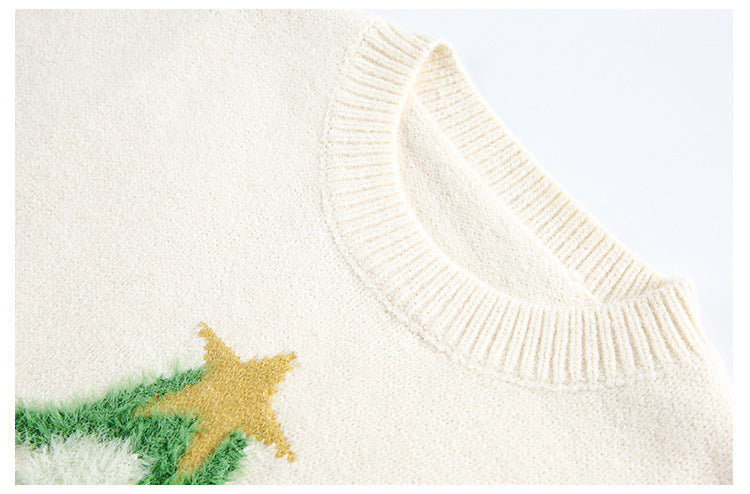 Christmas Tree Red Crew Neck Sweater