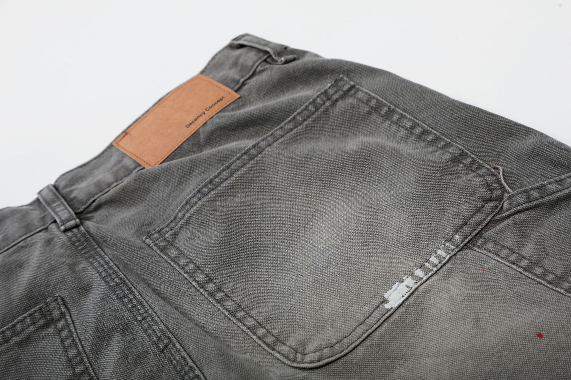 Whisker Ink Splash Curved Wide Leg Denim Jeans