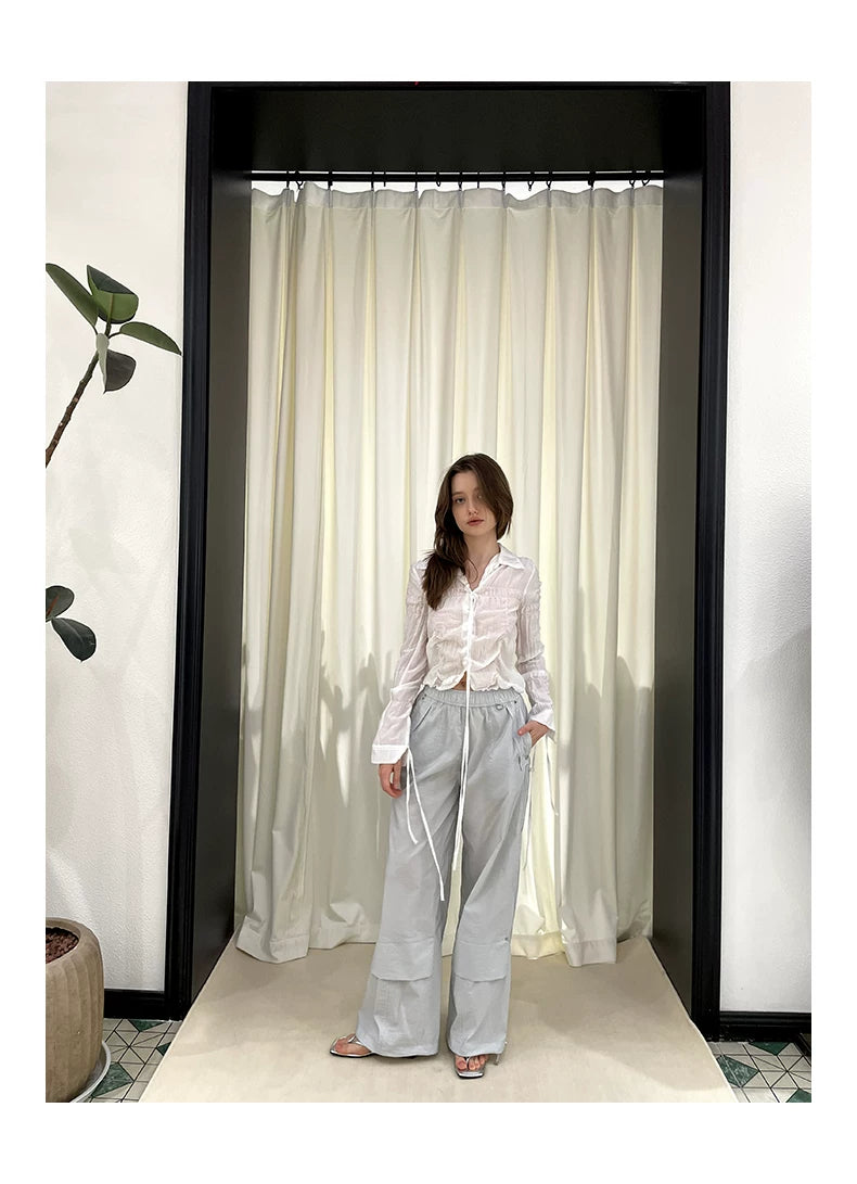 Look Slim Wide-Leg Straight Sporty Pants
