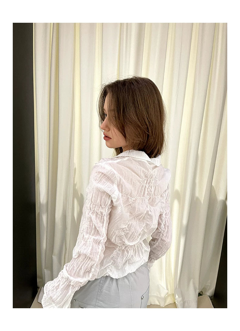 Strap Design Bubble Long Sleeve Shirt