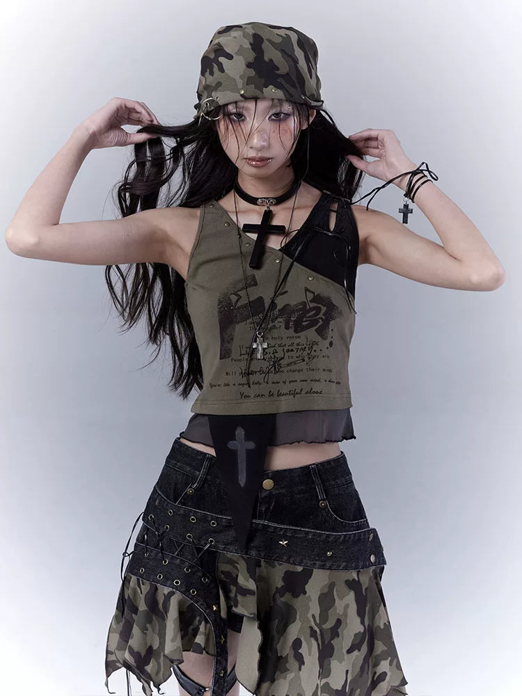 Stud Camouflage Damage Square Scarf