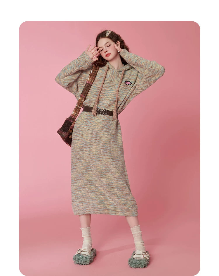 Hooded Knit Sweater Dress