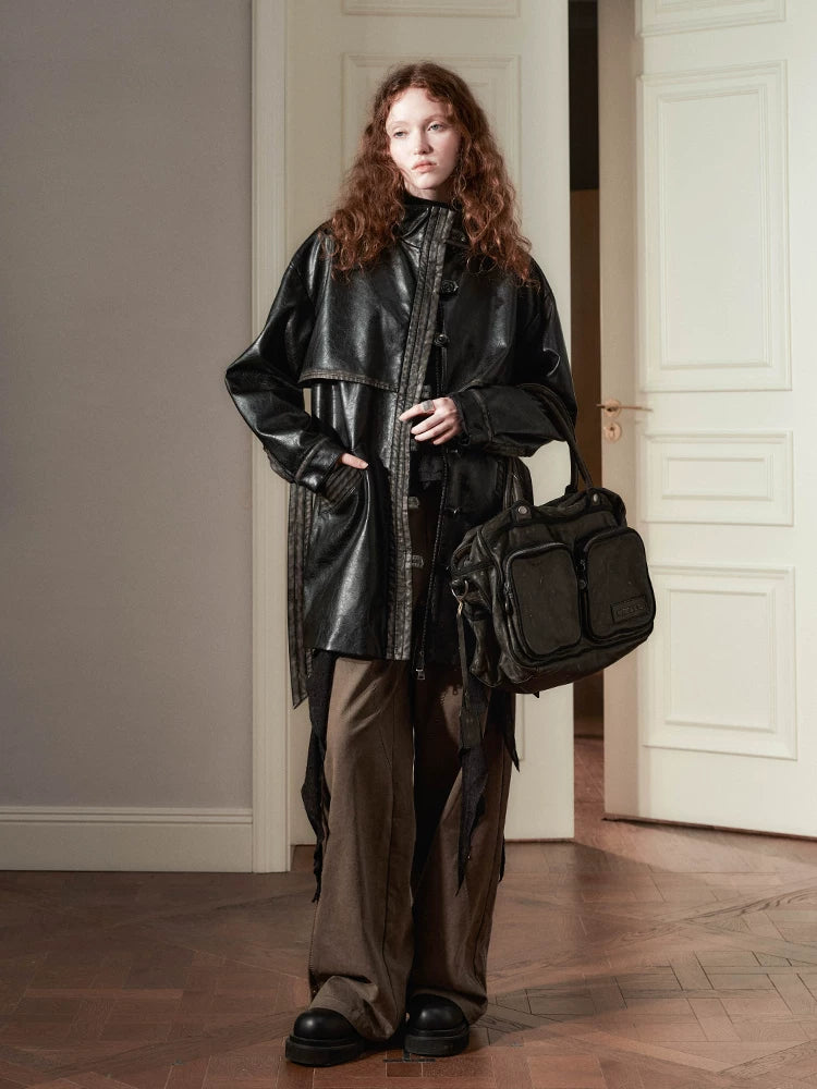 PU Leather Long Coat