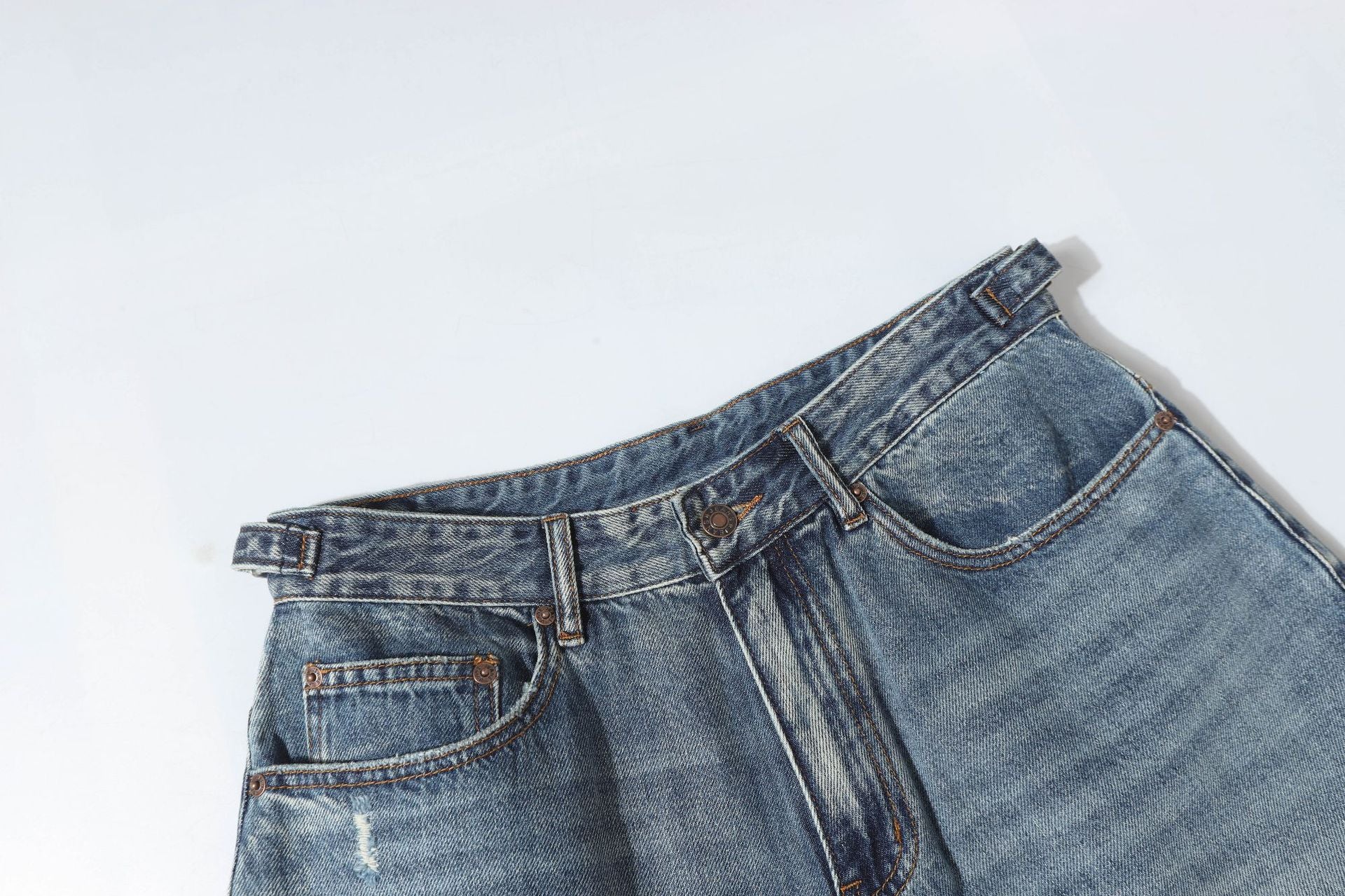 Washed Damage Denim Jort