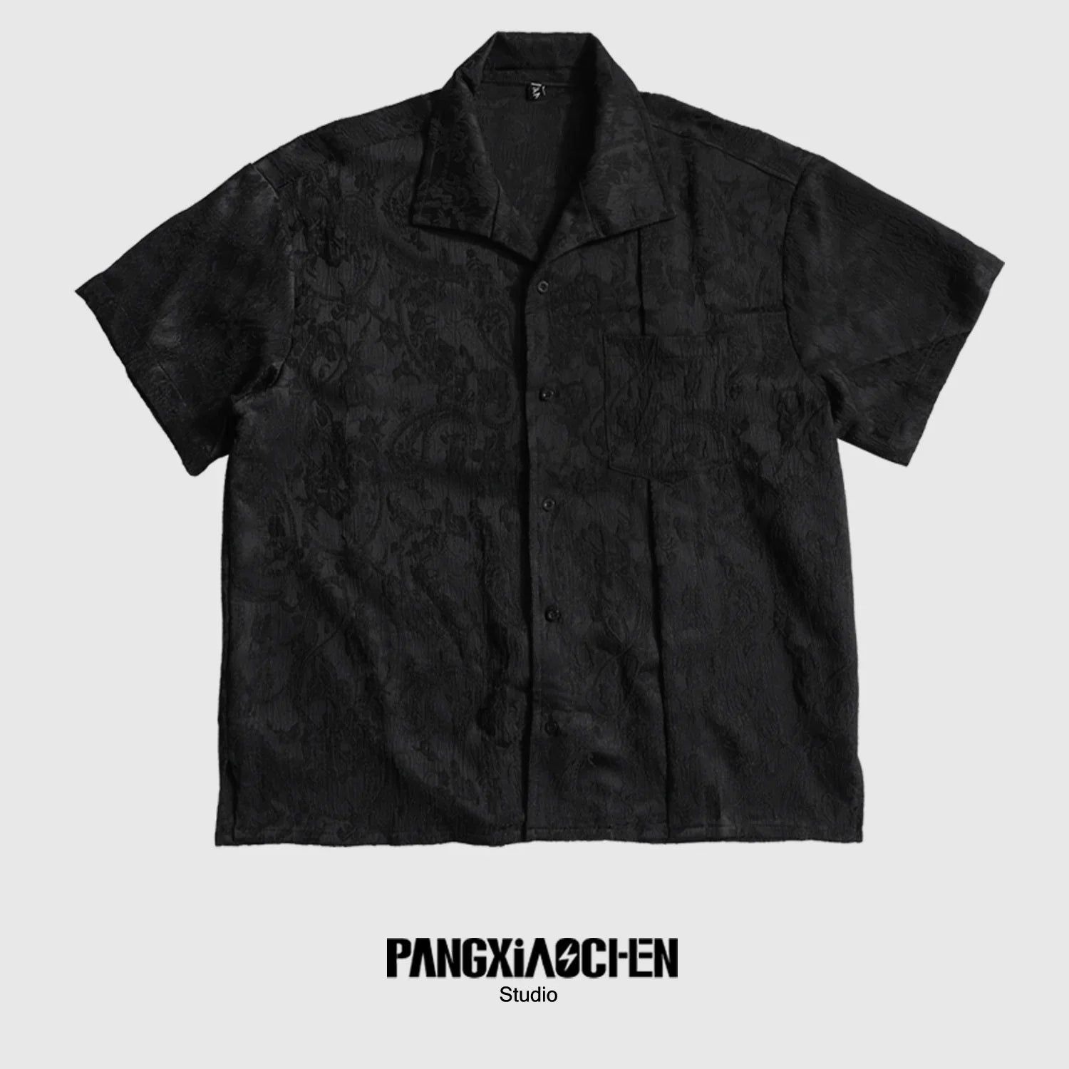 Side Slit Jacquard Short Sleeve Shirt