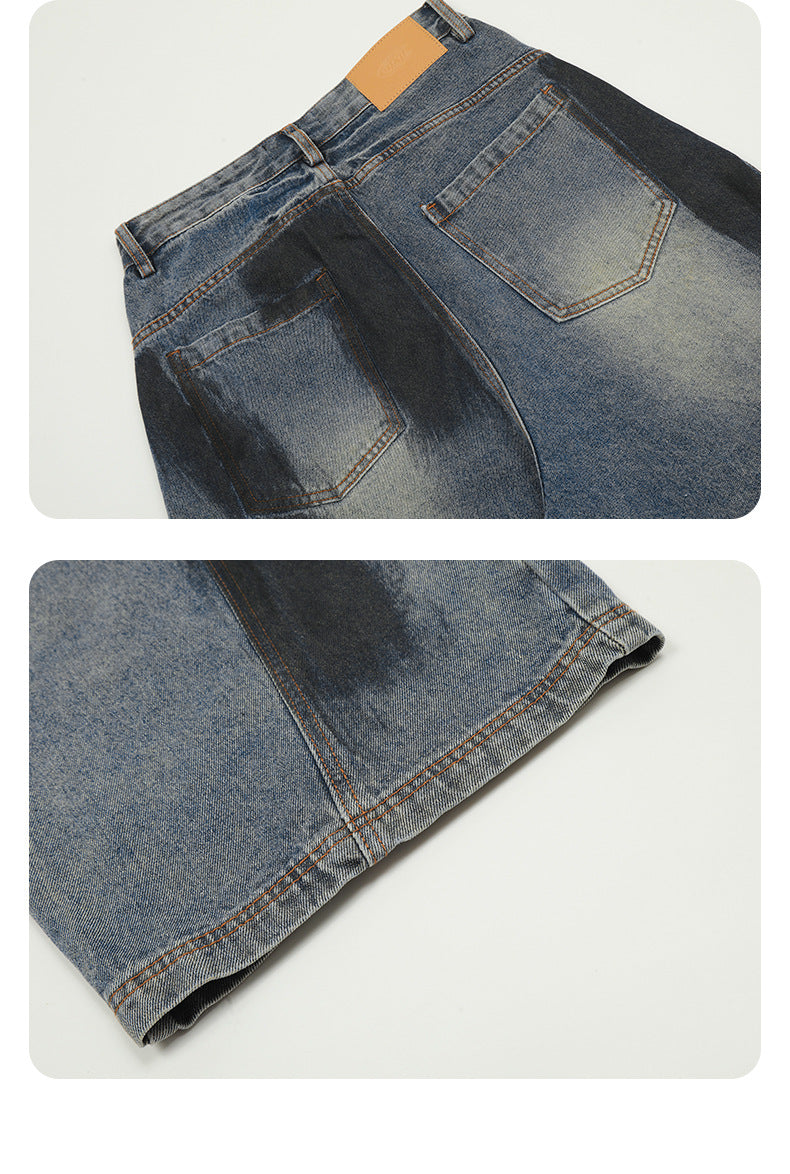 Graffiti zerrissene Jeans mit weitem Bein