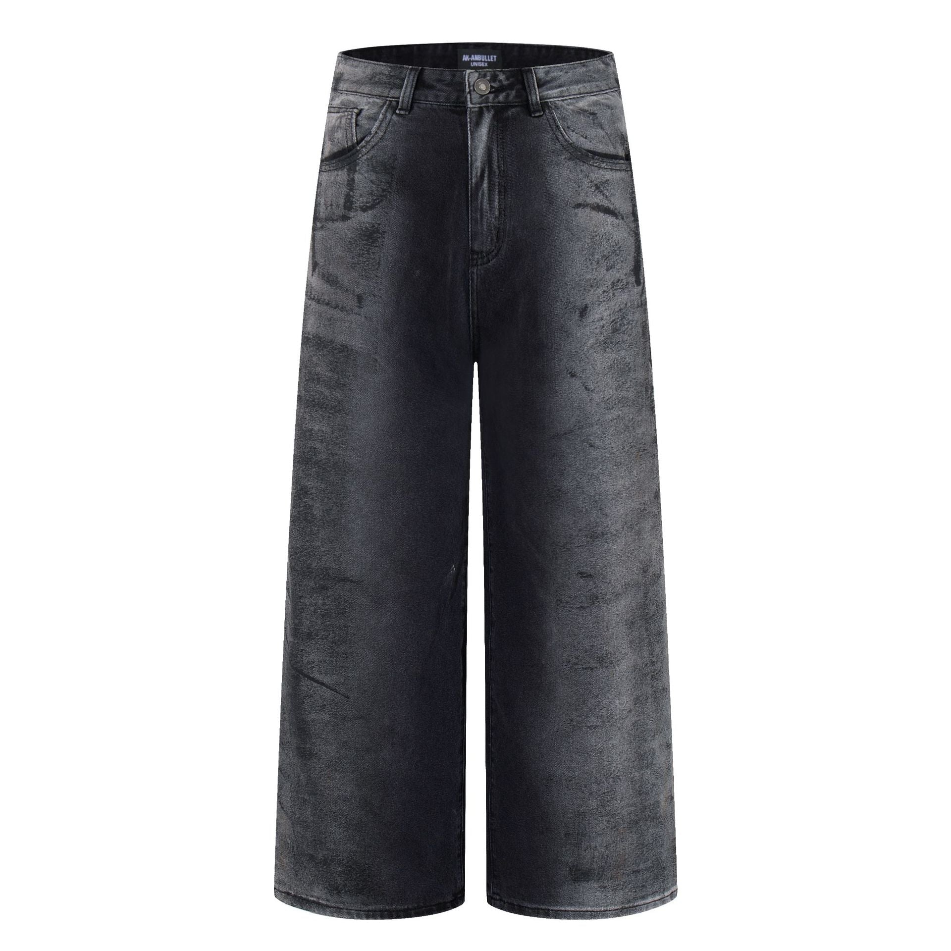 Washed Wide Leg Denim Jeans