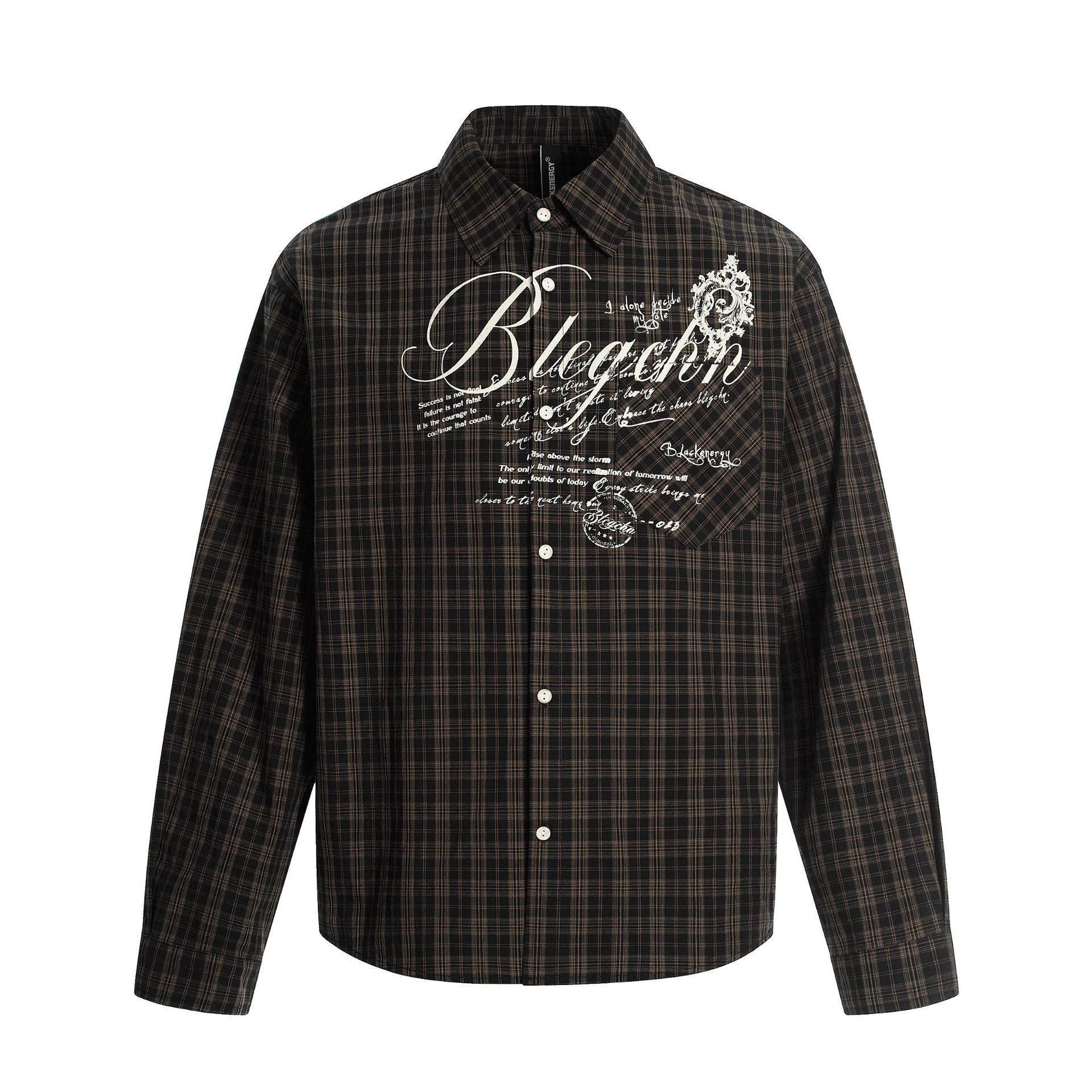Plaid Letter Print Long Sleeve Shirt