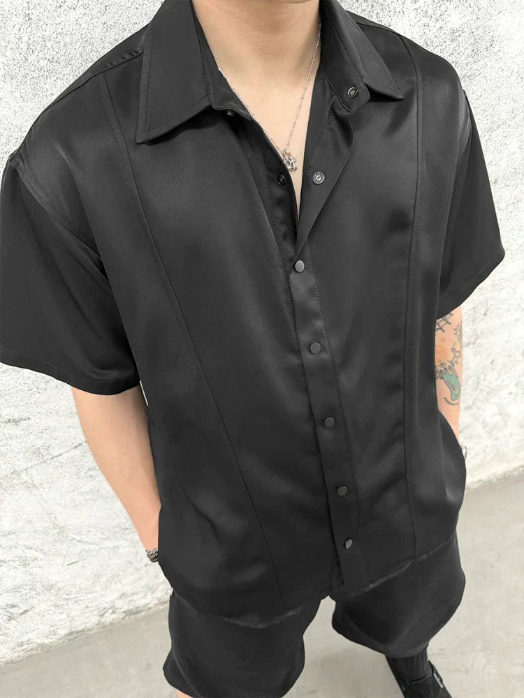 Split Seam Three-Dimensional Cut Short Sleeve Shirt