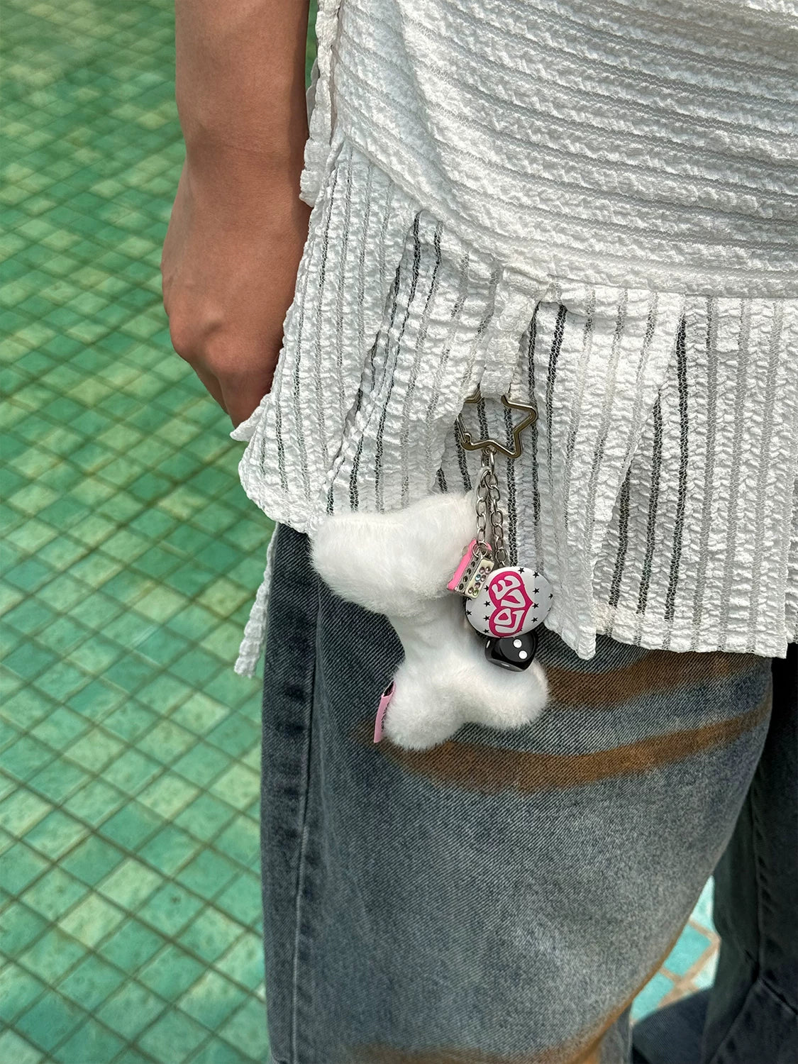 Angel Bone Plush Dice Bell Pendant & Bone Plush Bell Pendant