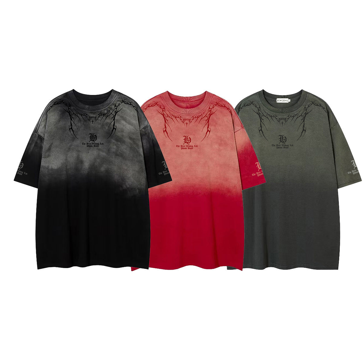 Gradient Thorn Print Short Sleeve T-Shirt