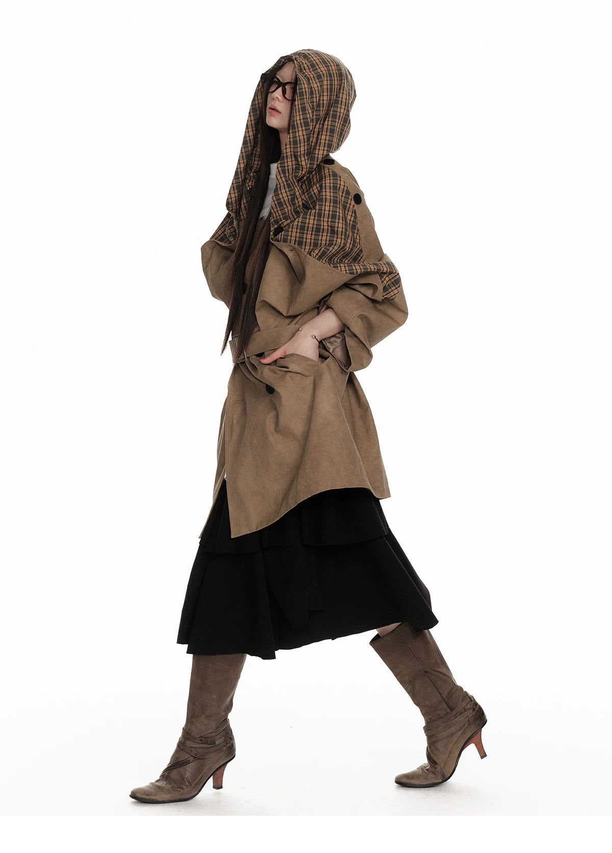 Textured Hooded Lining Jacket