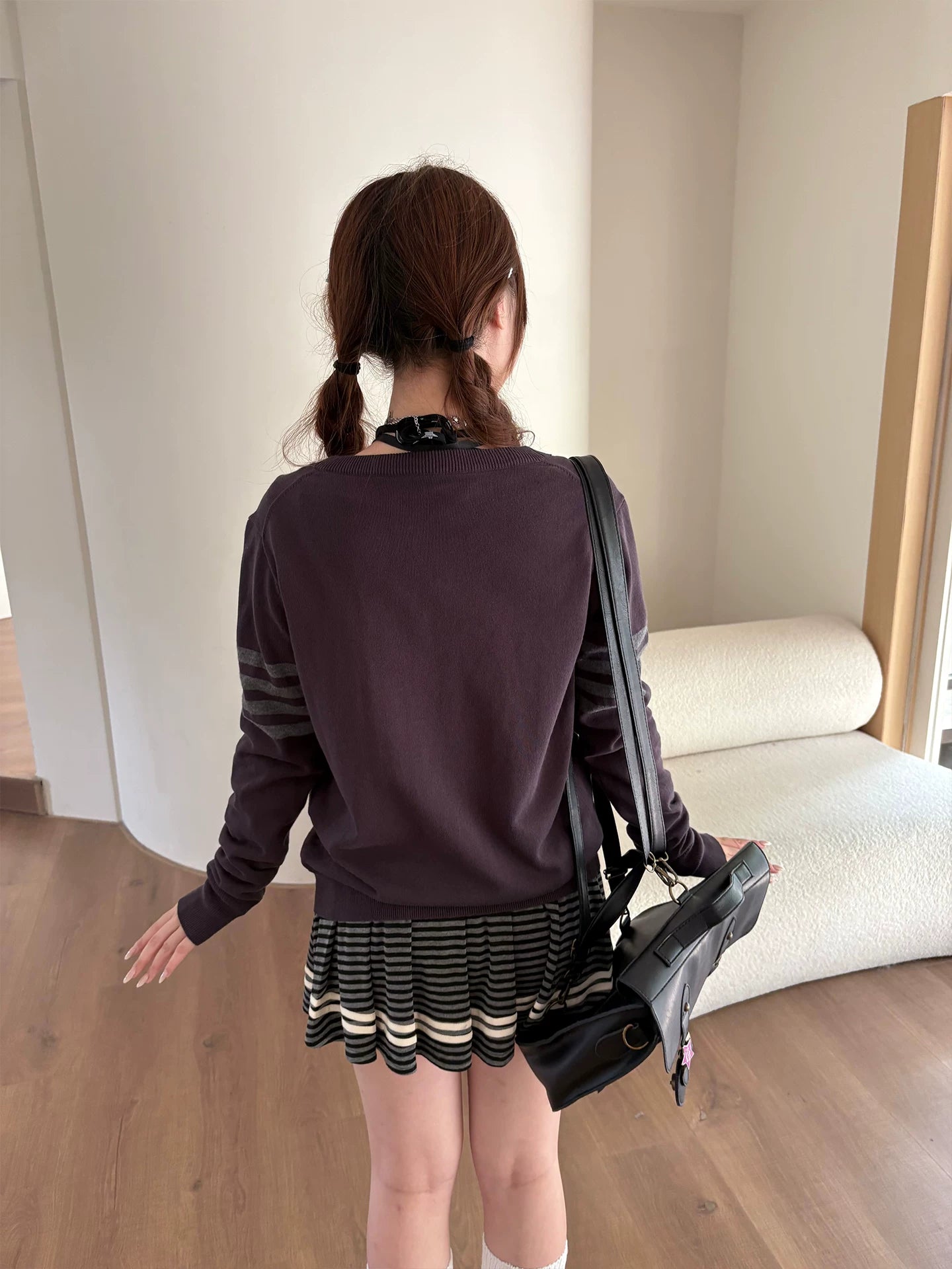 Three-Stripe Button Knit Cardigan