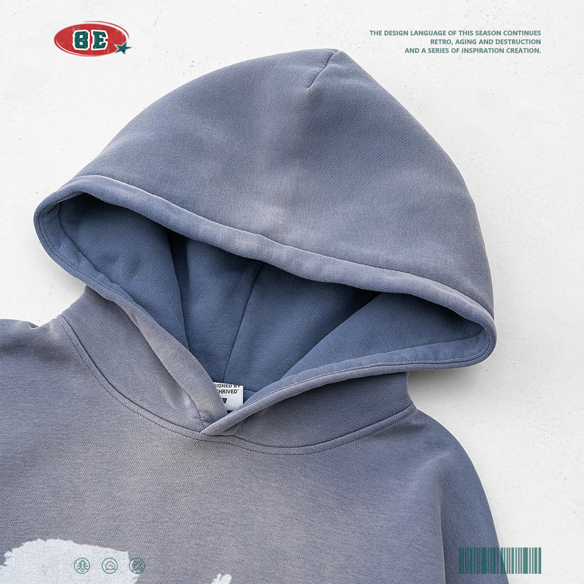 Water Washed Graffiti Print Hoodie