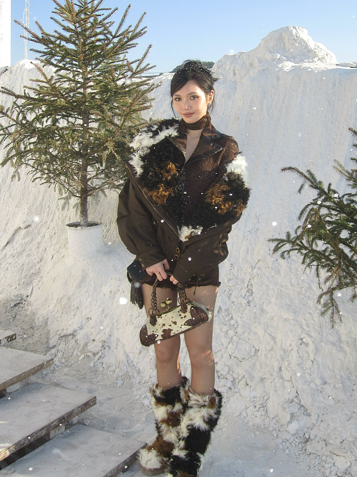 Animal Design Thick Sherpa Oversize Jacket