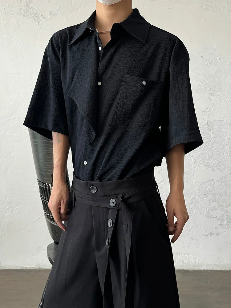 Asymmetrical Patchwork Short Sleeve Shirt