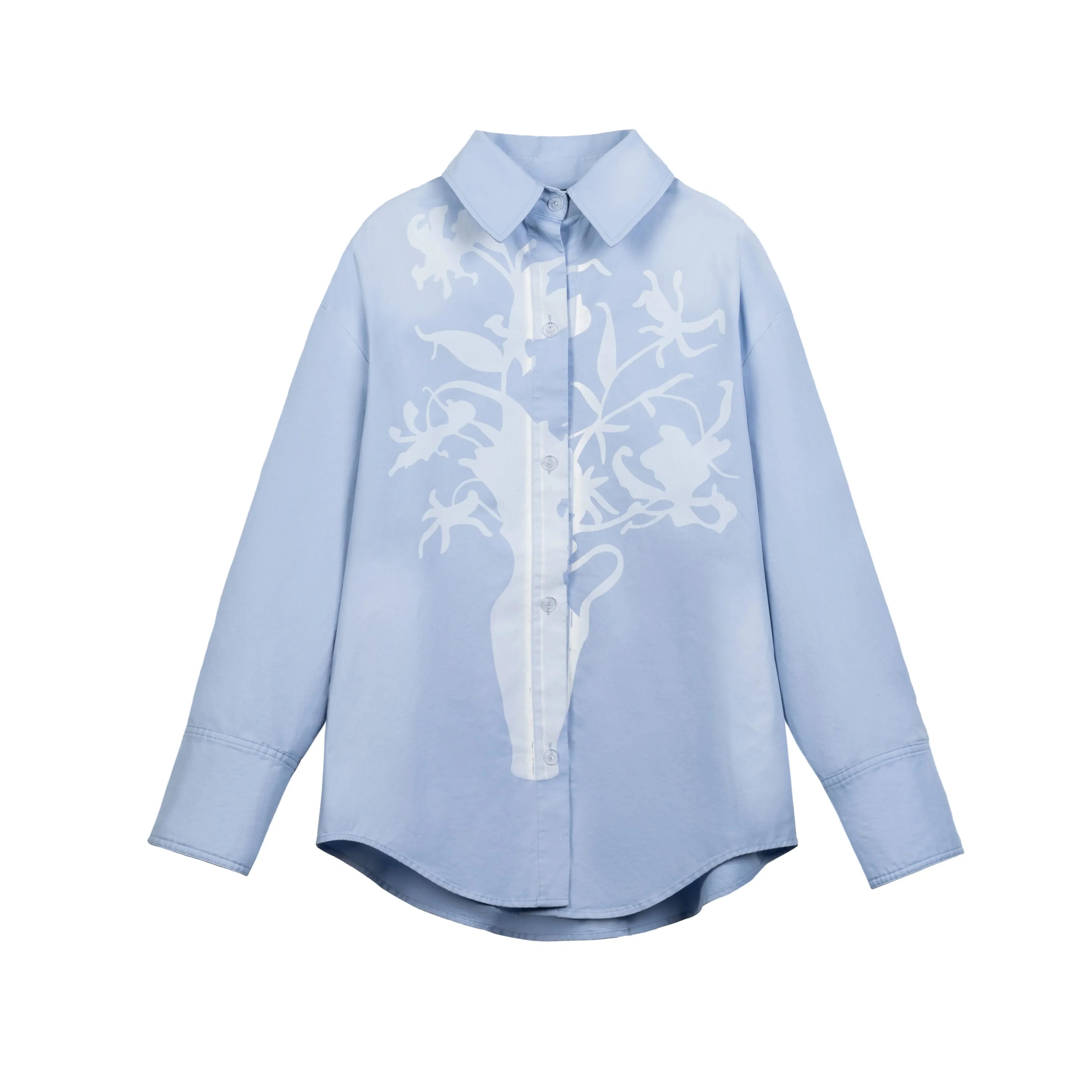 Vase Print Oversize Long Sleeve Shirt
