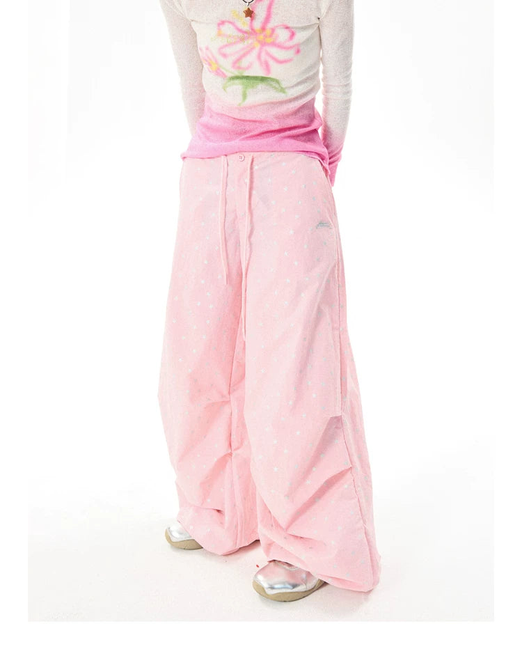 Allover Star Print Wide-Leg Pants