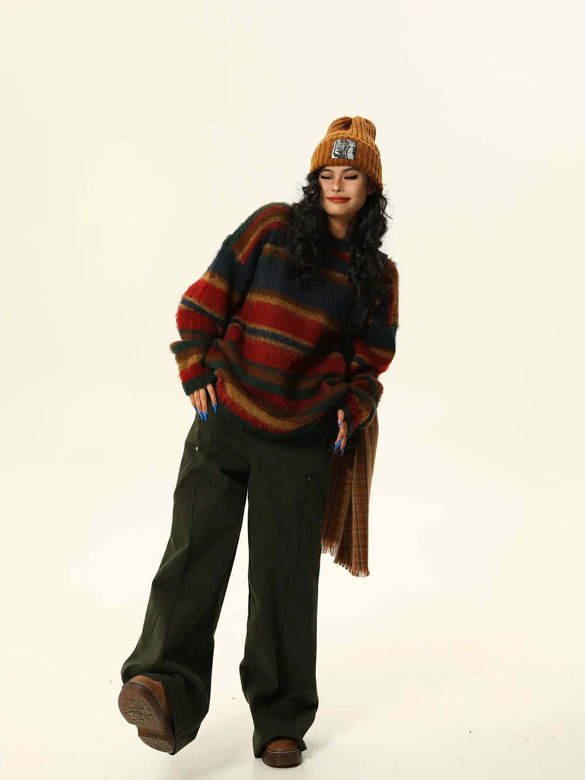 Retro Contrasting Knit Sweater
