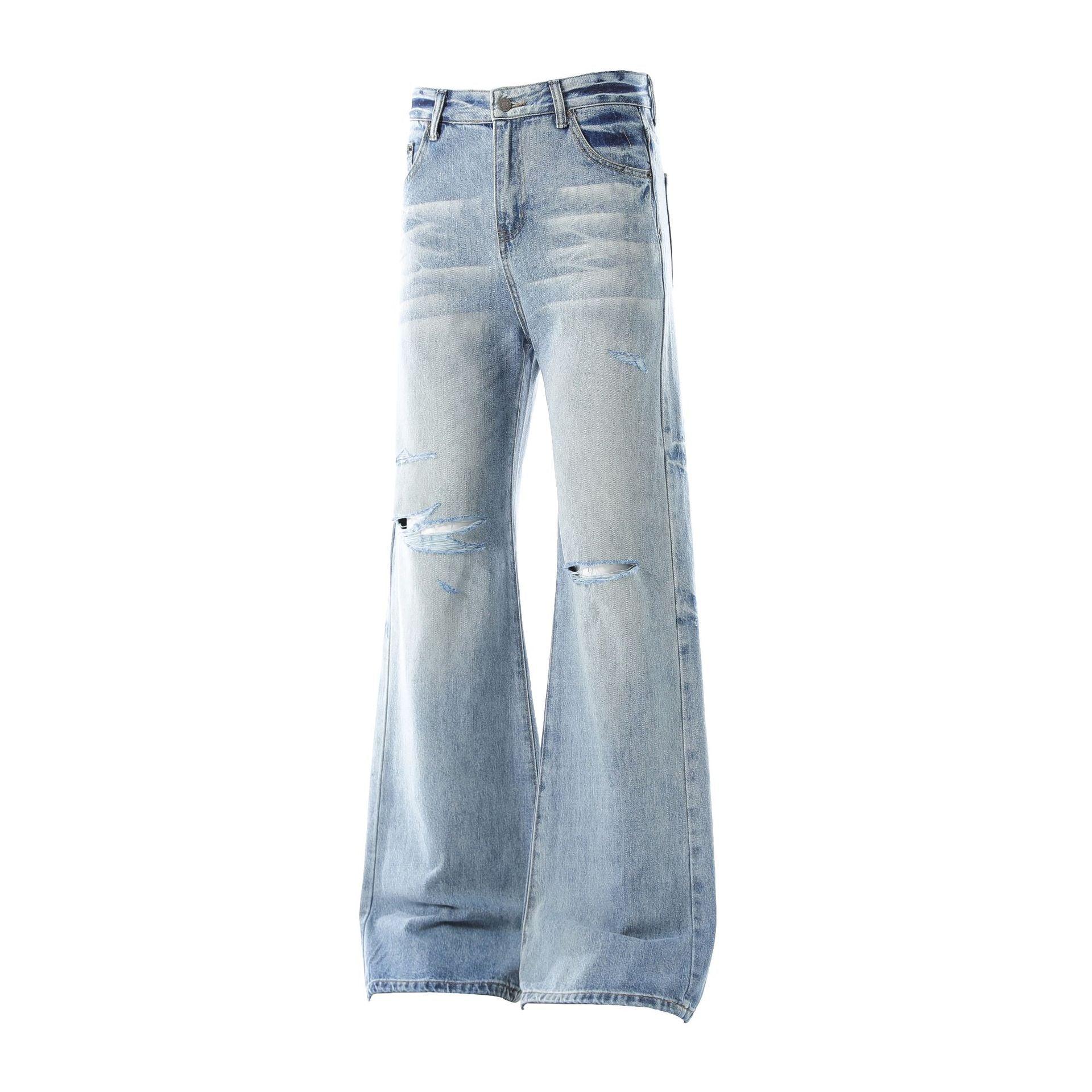 Washed Damage Flare Denim Jeans