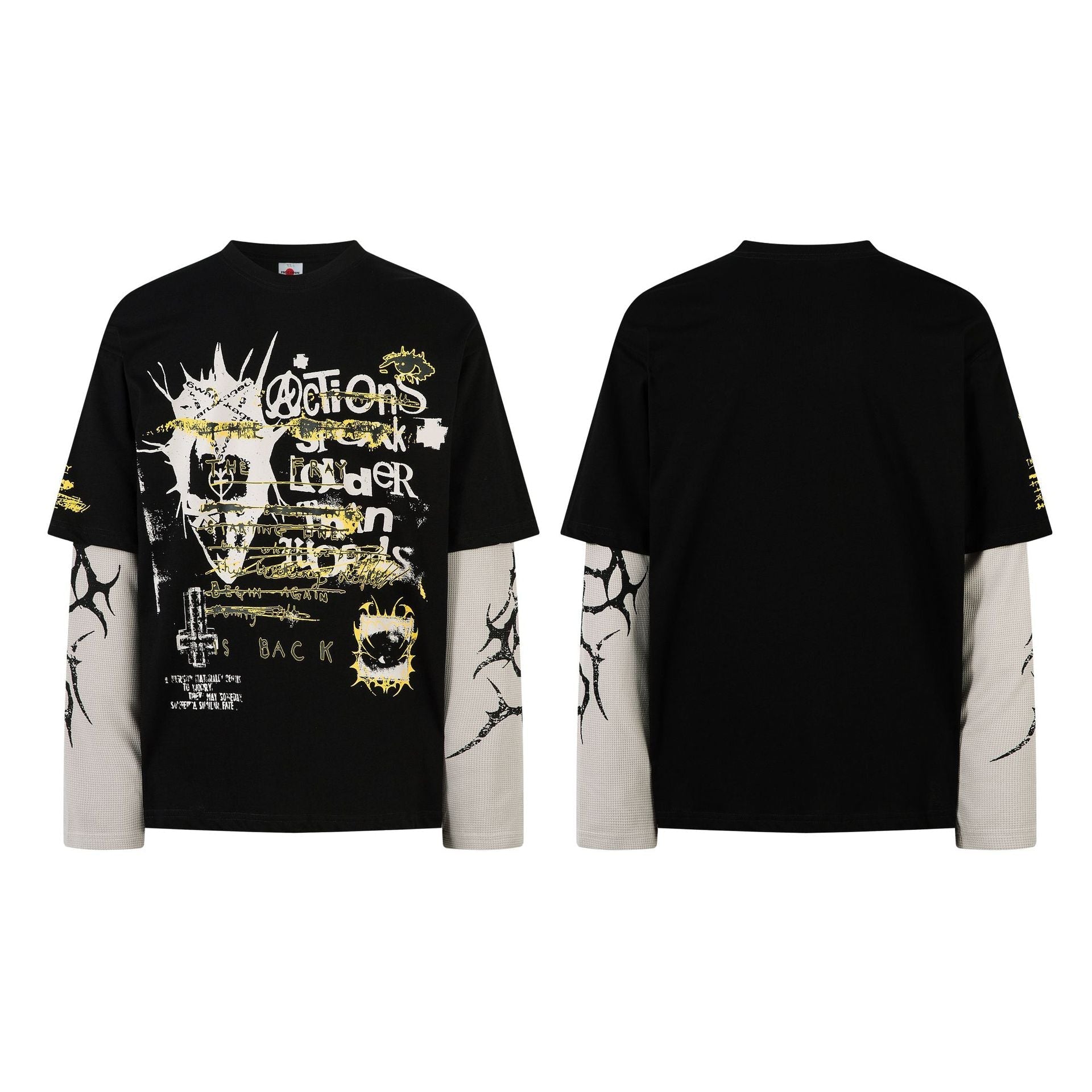 Fake Layered Paint Graphic Long Sleeve T-Shirt