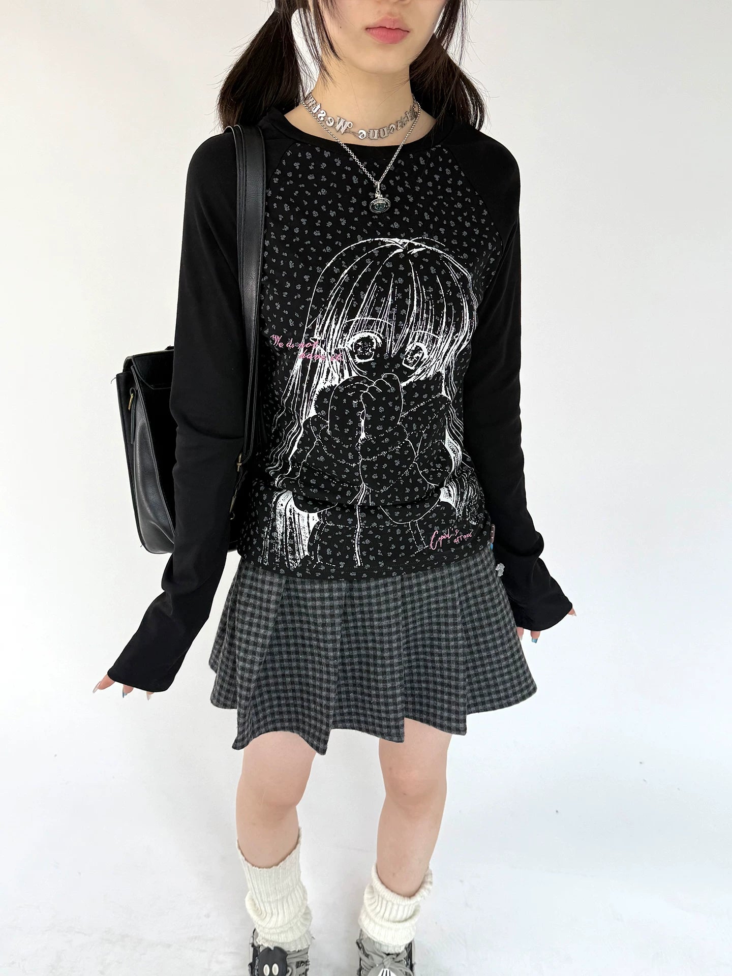 Graphic Speckled Print Long Sleeve T-Shirt