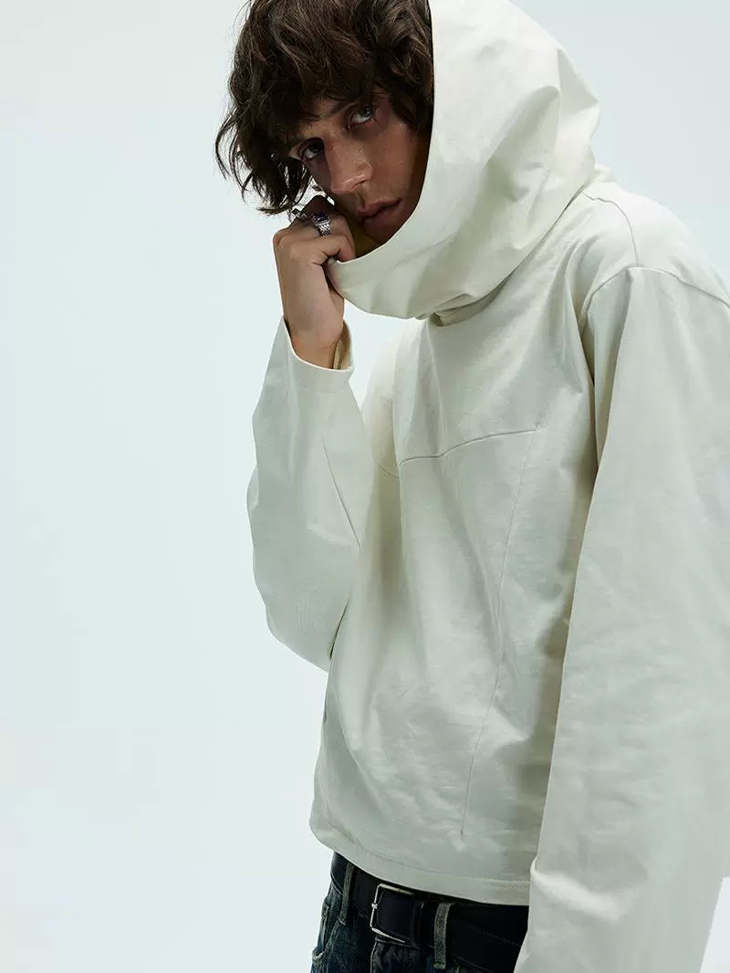 Irregular Oversize High Neck Long Sleeve Thin Hoodie