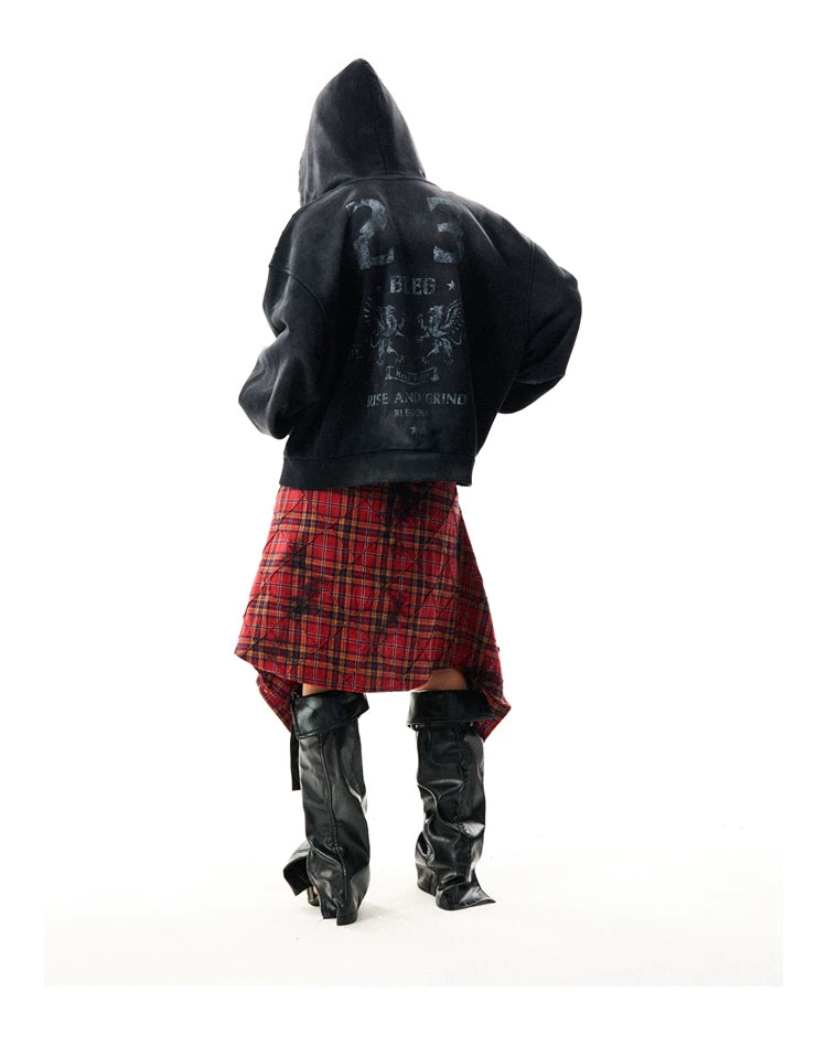 Paint Splash Graphic Print Oversize Zipper Hoodie