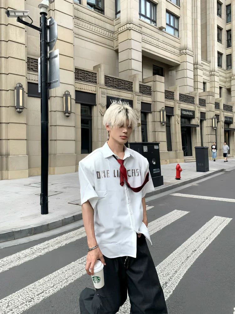 Letter Print Design Short Sleeve Shirt